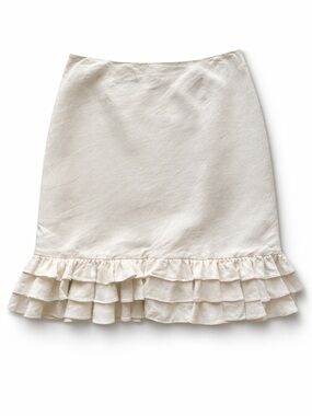 Women's Cream Ruffle Hem Skirt